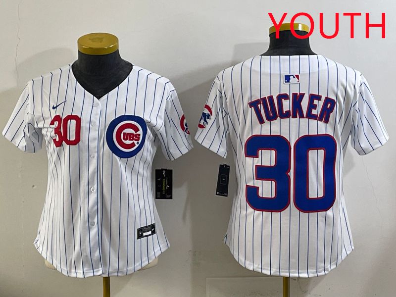 Youth 2025 Chicago Cubs #30 Tucker White Stripe Game Nike MLB Jersey style 3->youth mlb jersey->Youth Jersey